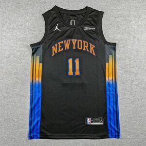 New York #11 Brunson Basketball Jersey Black Blue Orange Men’s Size 48 NBA Style